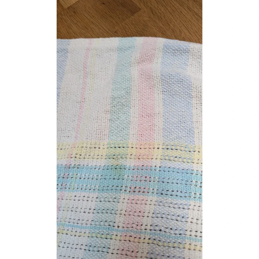 Beacon vintage Baby Blanket  Pastel Plaid Woven Cotton READ